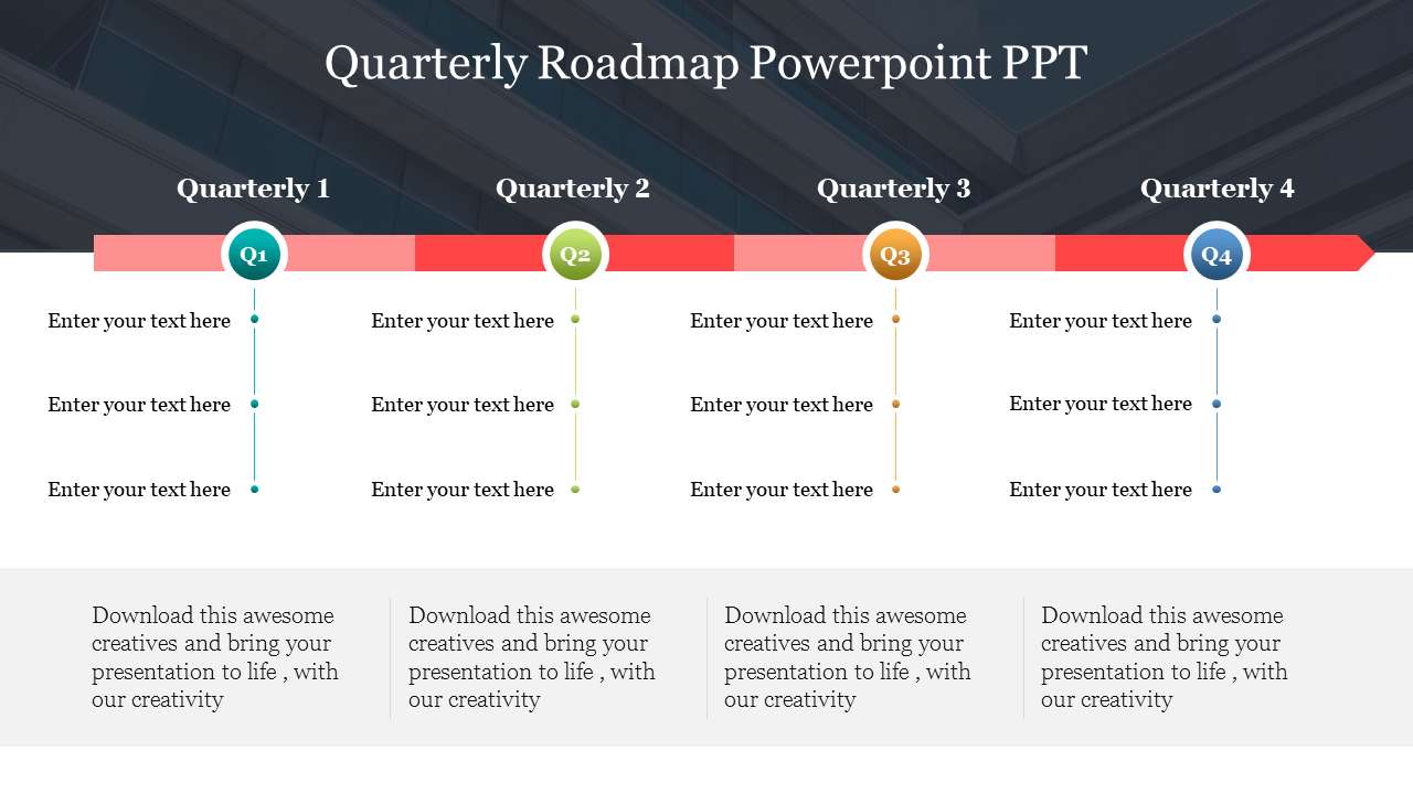 Extraordinary Quarterly Roadmap PowerPoint PPT Template  